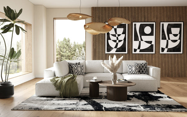 Divani Casa Lulu Modern White Fabric Modular Sectional Sofa With Right Facing Chaise