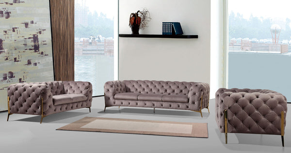 Divani Casa Sheila Modern Silver Fabric Sofa Set Grey Sofa Set SKU VGCA1346-SIL Product ID: 73695