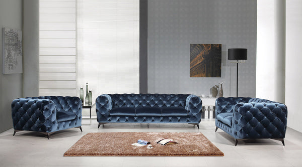 Divani Casa Delilah Modern Blue Fabric Sofa Set Blue Sofa Set SKU VGCA1546-BLU Product ID: 73245