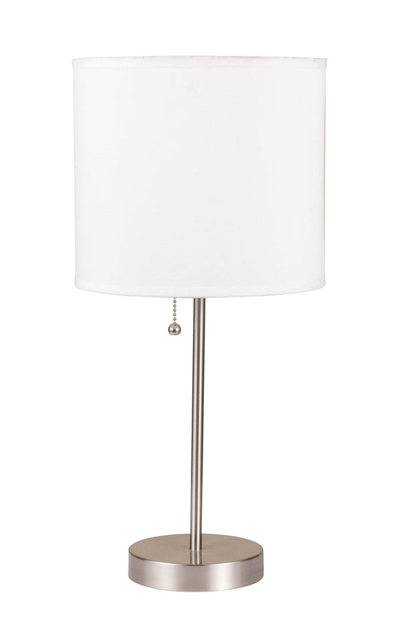 ACME Vassy White Shade & Brush Silver Table Lamp Model 40042