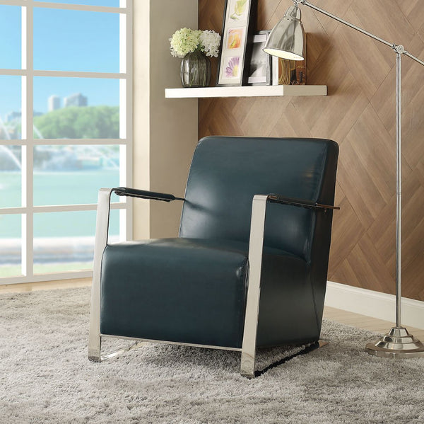 ACME Rafael Teal PU & Stainless Steel Accent Chair Model 59780