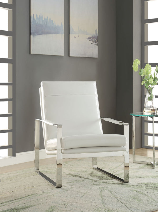 ACME Rafael White PU & Stainless Steel Accent Chair Model 59782