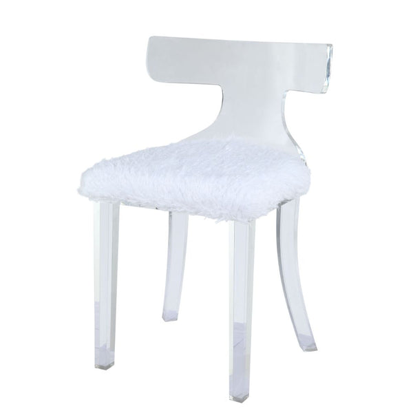 ACME Bradley White Fur & Clear Acrylic Accent Chair Model 59822