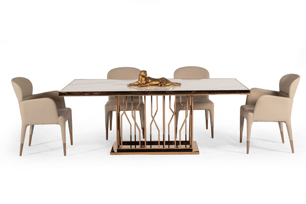 Modrest Marston Modern White Marble & Rosegold Dining Table White Dining Table SKU VGVCT8919-M Product ID: 74903