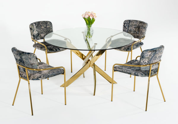 Modrest Pyrite Modern Round Glass Dining Table Other Dining Table SKU VGEWF2133AG Product ID: 75906