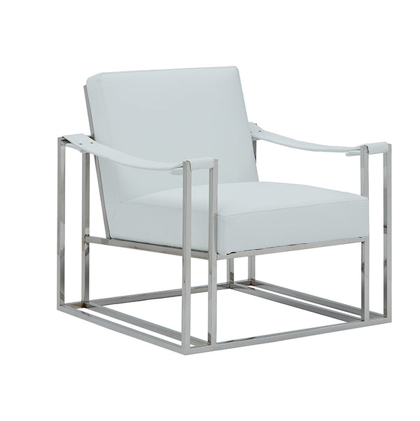 Modrest Larson Modern White Leatherette Accent Chair White Lounge Chair SKU VGRH-RHS-AC-205-WHT-STL Product ID: 76016