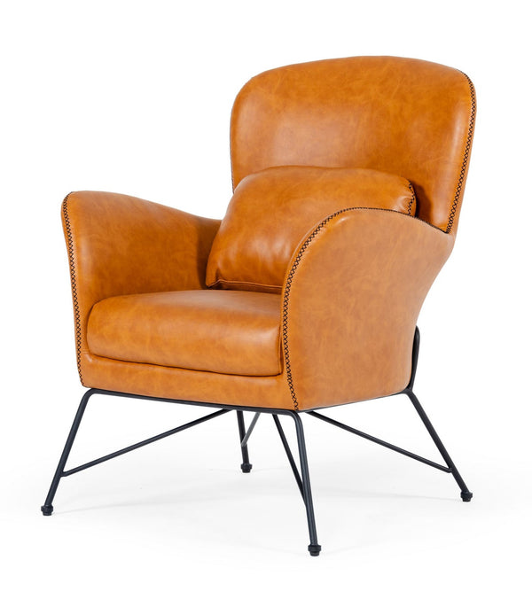 Modrest Kirk Modern Brown Eco Leather Accent Chair Brown Lounge Chair SKU VGBNEC-059 Product ID: 76346