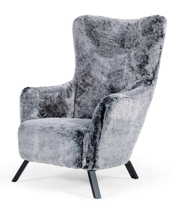 Modrest Findon Glam Grey Faux Fur Accent Chair Grey Lounge Chair SKU VGEUMC-9359CH Product ID: 76881