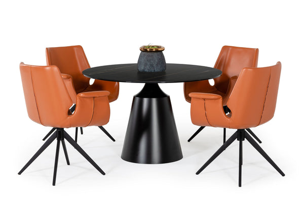 Modrest Edith Modern Round Black Ceramic Dining Table Black Dining Table SKU VGNSGD8744-B-DT Product ID: 77031