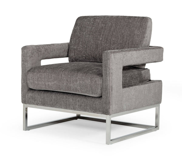 Modrest Edna Modern Dark Grey Fabric Accent Chair Grey Lounge Chair SKU VGRHRHS-AC-201-GRY Product ID: 77400