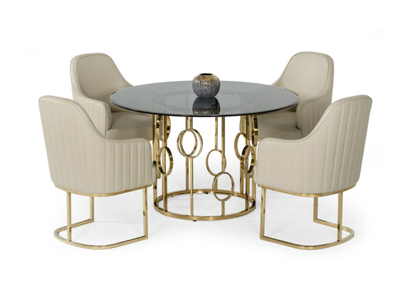 Modrest Filbert Modern Smoked Glass & Champagne Gold Dining Table Gold Dining Table SKU VGZAT122-GOLD-DT Product ID: 77881