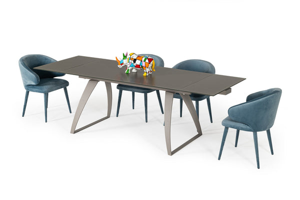 Modrest Pittson Modern Extendable Grey Glass Dining Table Grey Dining Table SKU VGYFDT8852F-GRY-DT Product ID: 78624