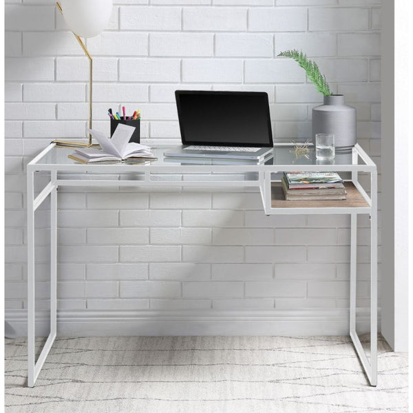ACME Yasin White & Glass Desk Model 92582