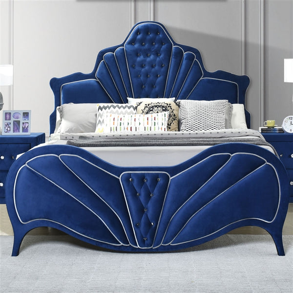 ACME Dante Blue Velvet Queen Bed Model 24220Q