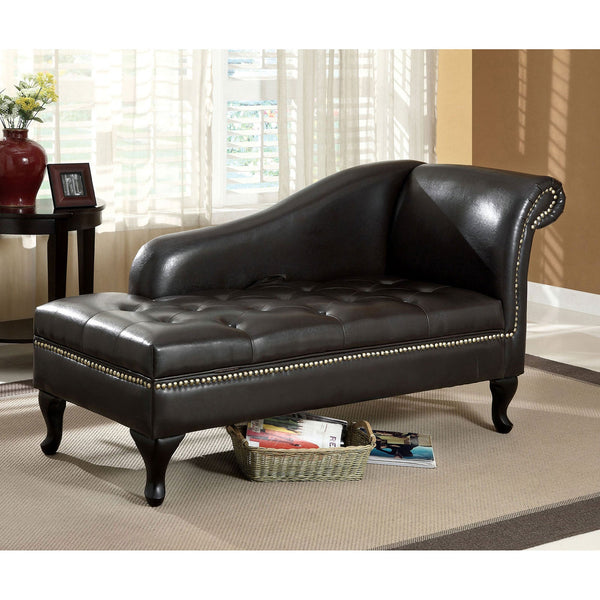 Furniture Of America Lakeport Black Transitional Storage Chaise Model CM-BN6893 Default Title