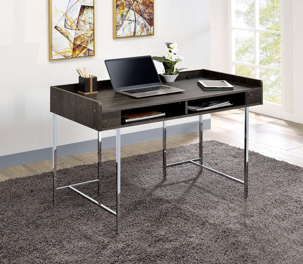 Furniture Of America Alvin Brown/Chrome Contemporary Writing Desk Model CM-DK5241 Default Title