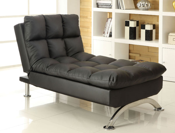 Furniture Of America Aristo Black/Chrome Contemporary Chaise, Black Model CM2906BK-CE Default Title
