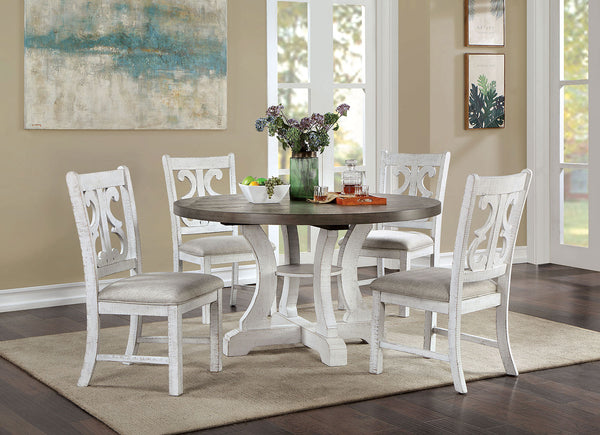 Furniture Of America Auletta Distressed White/Gray Rustic Round Dining Table, Gray Model CM3417GY-RT Default Title