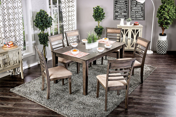 Furniture Of America Taylah Weathered Gray/Beige Transitional 7-Piece Dining Table Set Model CM3607T-7PK Default Title