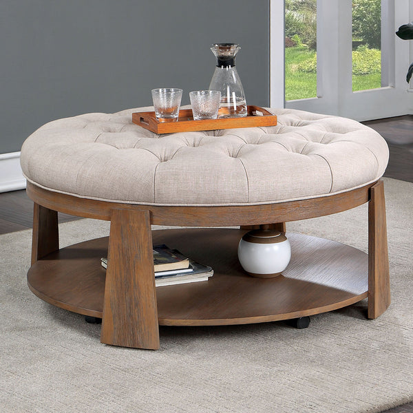 Furniture Of America Guis Beige Transitional Round Coffee Table, Beige Model CM4411BG-C Default Title