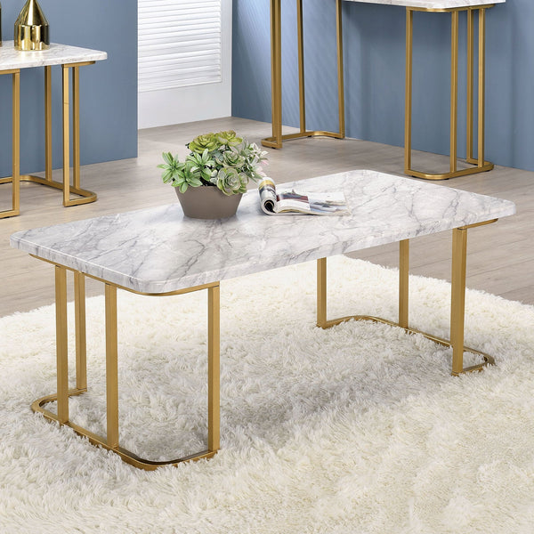 Furniture Of America Calista Gold/White Contemporary Coffee Table Model CM4564WH-C Default Title