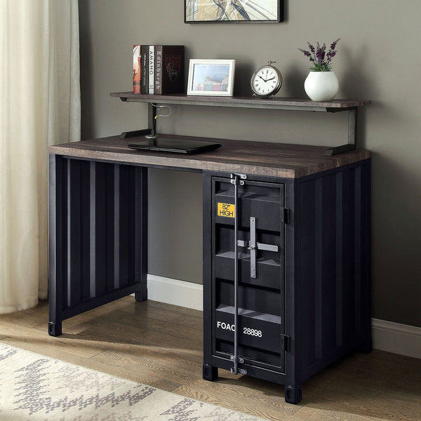 Furniture Of America Dipiloh Black/Distressed Dark Oak Industrial Desk With Led Lights Model FOA-DK915 Default Title