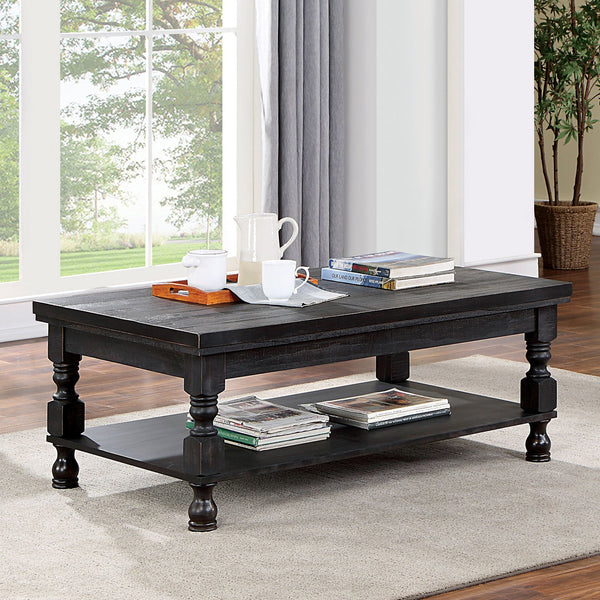Furniture Of America Calandra Antique Black Rustic Coffee Table, Antique Black Model FOA4908BK-C Default Title