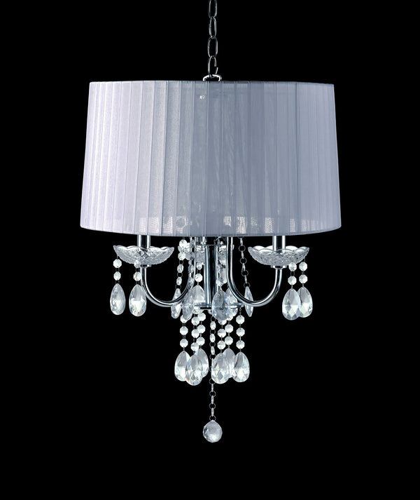 Furniture Of America Jada Chrome/White Glam Ceiling Lamp Model L76733WH-H Default Title