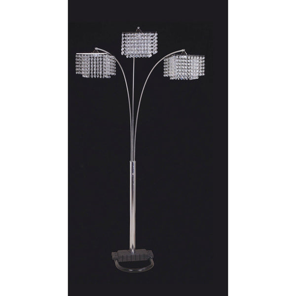 Furniture Of America Tina White/Chrome Glam Arch Lamp, Hanging Crystal Model L76932 Default Title