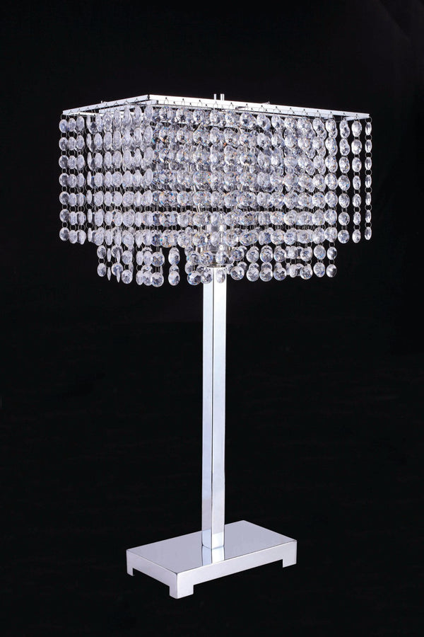 Furniture Of America Rena Chrome Glam Table Lamp, Hanging Crystal Model L7732CR Default Title