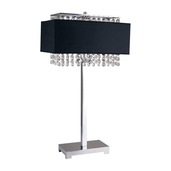 Furniture Of America Naya Chrome/Black Glam Table Lamp, Hanging Crystal Model L7733BK Default Title