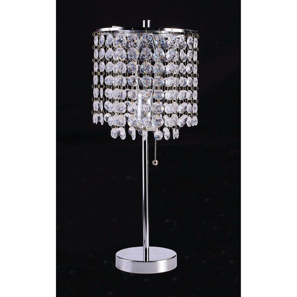 Furniture Of America Perla Chrome Glam Table Lamp, Hanging Crystal Model L78135C Default Title