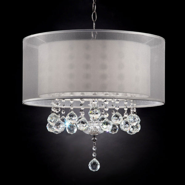 Furniture Of America Silver Traditional 19"H Ceiling Lamp, Hanging Crystal Model L9149H Default Title