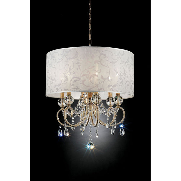 Furniture Of America Deborah Gold Traditional 24.5"H Gold Ceiling Lamp, Hanging Crystal Model L9155H Default Title