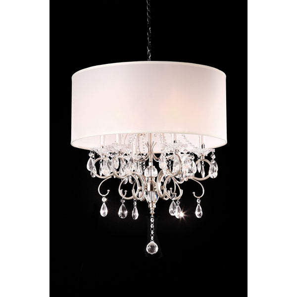 Furniture Of America Sophy White/Chrome Glam Ceiling Lamp, Hanging Crystal Model L95109H Default Title