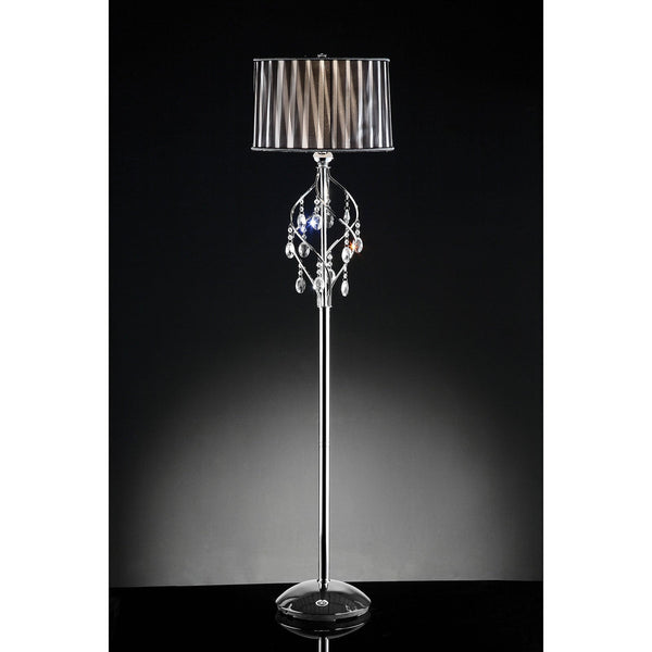Furniture Of America Arya Black/Chrome Glam Floor Lamp, Hanging Crystal Model L95123F Default Title