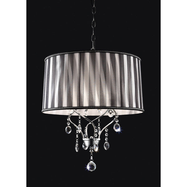 Furniture Of America Arya Black/Chrome Glam Ceiling Lamp, Hanging Crystal Model L95123H Default Title
