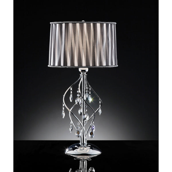 Furniture Of America Arya Black/Chrome Glam Table Lamp, Hanging Crystal Model L95123T Default Title