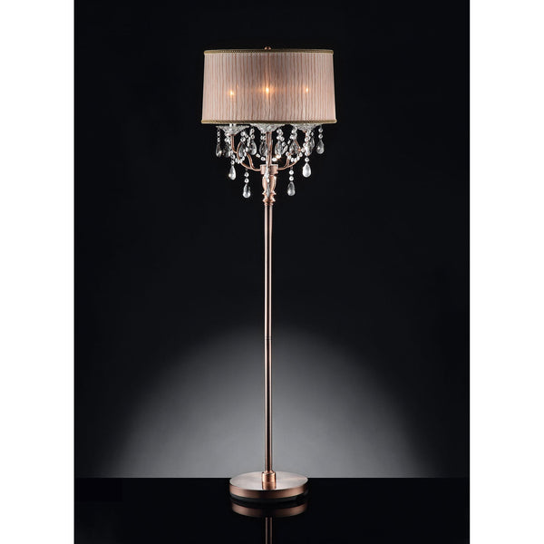Furniture Of America Cecelia Copper Traditional Floor Lamp, Hanging Crystal Model L95126F Default Title