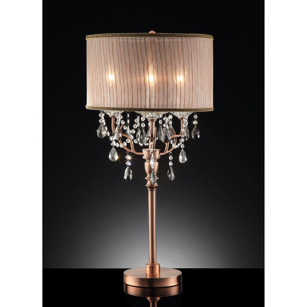 Furniture Of America Cecelia Copper Traditional Floor Lamp, Hanging Crystal Model L95126T Default Title