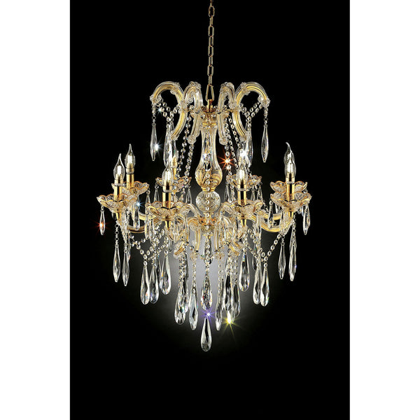 Furniture Of America Christiana Gold Traditional 35"H Gold Ceiling Lamp, Hanging Crystal Model L9806H Default Title