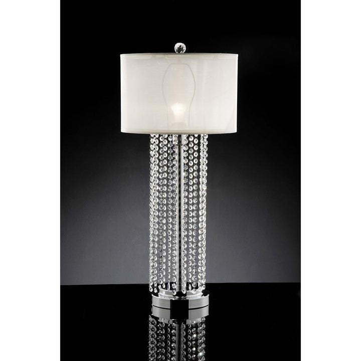 Furniture Of America Claris White/Chrome Glam Table Lamp, Hanging Crystal Model L99142T Default Title