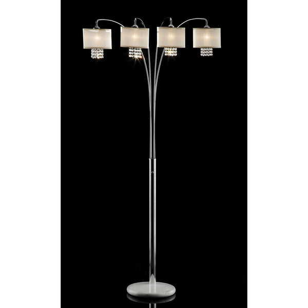 Furniture Of America Claris Ivory/Chrome Glam Arch Lamp, Hanging Crystal Model L99742 Default Title