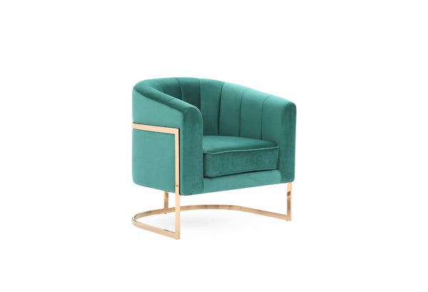 Modrest Trask Modern Green Velvet & Rosegold Accent Chair Green Lounge Chair SKU VGVCA016-GRN Product ID: 75026