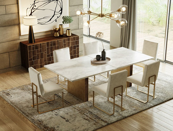 Modrest Auer White Marble & Gold Dining Table White Dining Table SKU VGGM-DT-VALDERA-DT Product ID: 79738