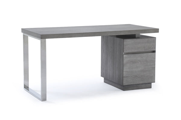 Modrest Carson Modern Grey Elm & Stainless Steel Desk Grey Office Desk SKU VGVCBT-002-GRY Product ID: 74843