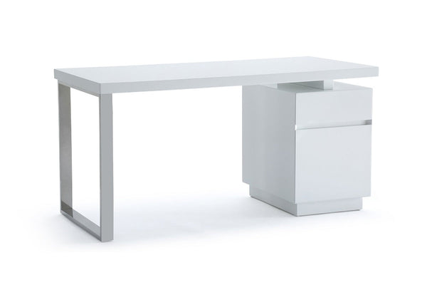 Modrest Carson Modern White & Stainless Steel Desk White Office Desk SKU VGVCBT-002-WHT Product ID: 74844
