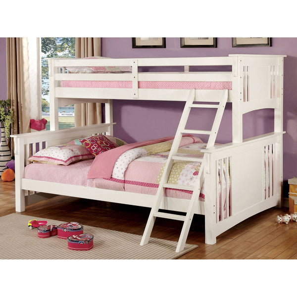 Furniture Of America Spring Creek White Cottage Twin Xl | Queen Bunk Bed