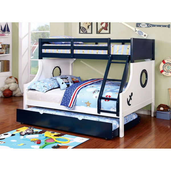 Furniture Of America Nautia Blue | White Novelty Twin | Full Bunk Bed