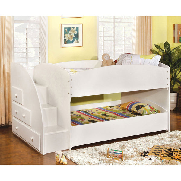 Furniture Of America Merritt White Contemporary Twin | Twin Bunk Bed